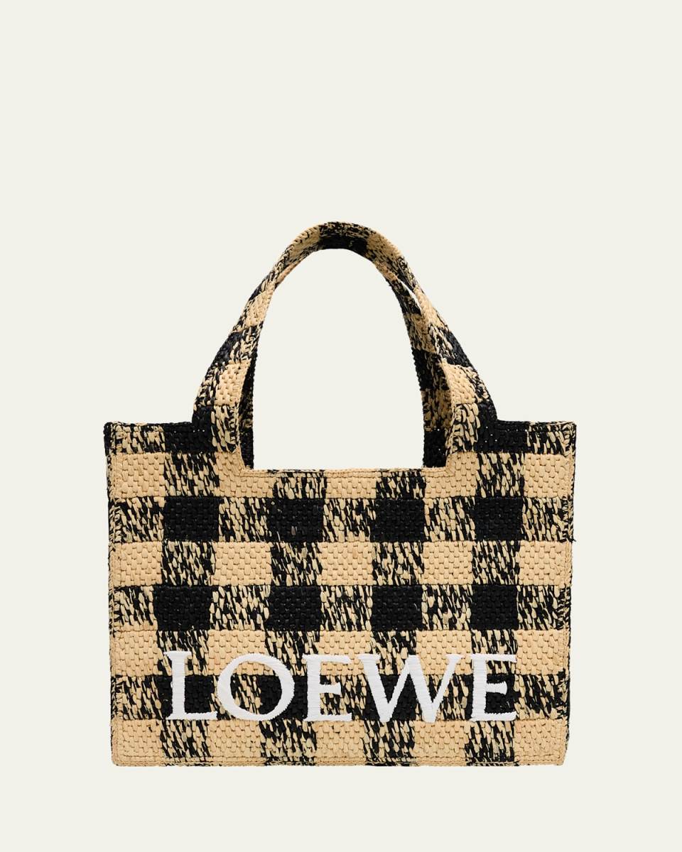 x Paula's Ibiza Large Tote Bag in Gingham Raffia